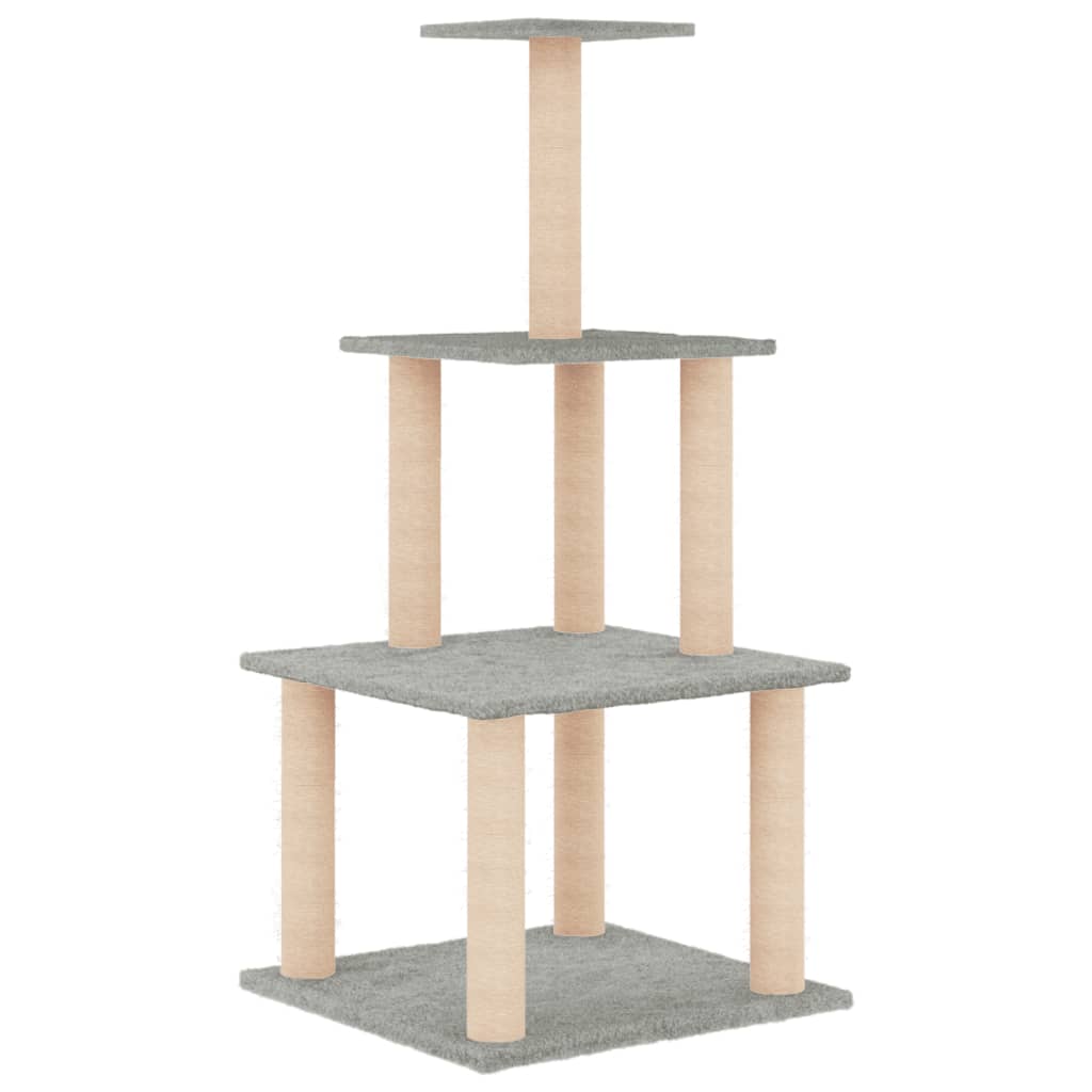 vidaXL Cat Tree with Sisal Scratching Posts Light Grey 111 cm