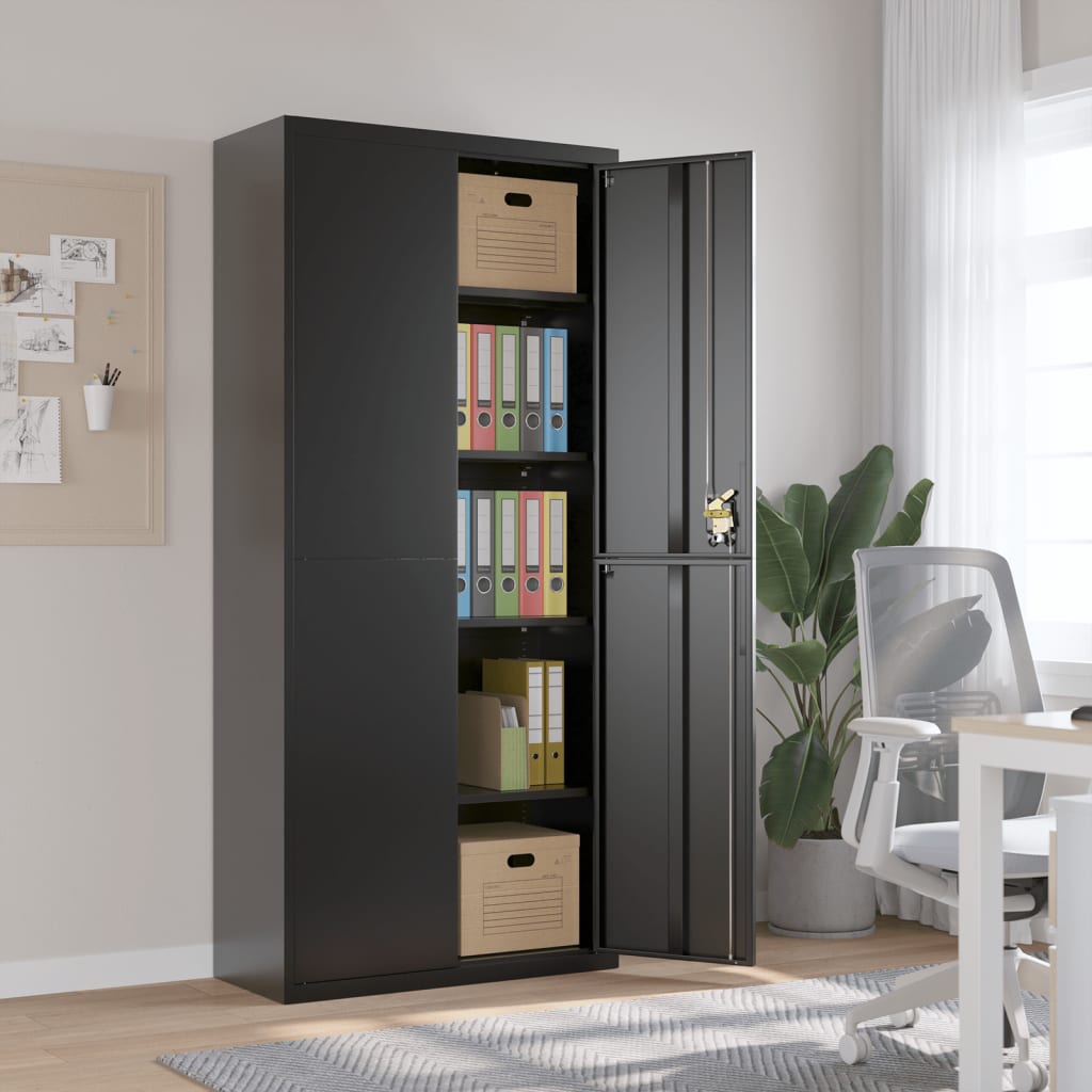 vidaXL File Cabinet Black 90x40x200 cm Steel