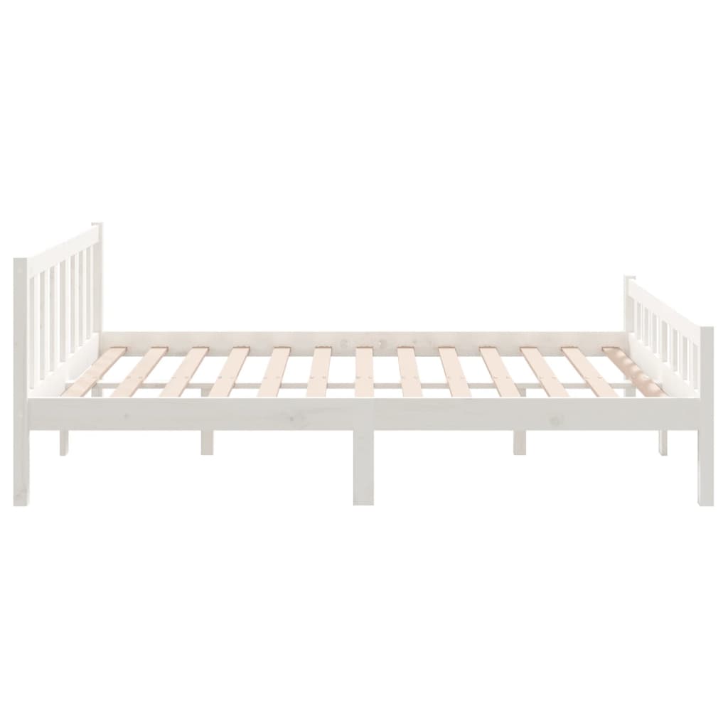 vidaXL Bed Frame without Mattress White Solid Wood Double