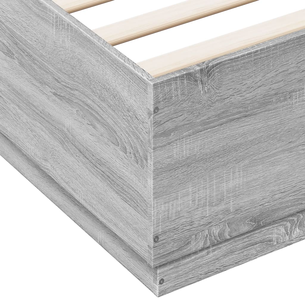 vidaXL Bed Frame with LED Lights Grey Sonoma 200x200 cm Engineered Wood