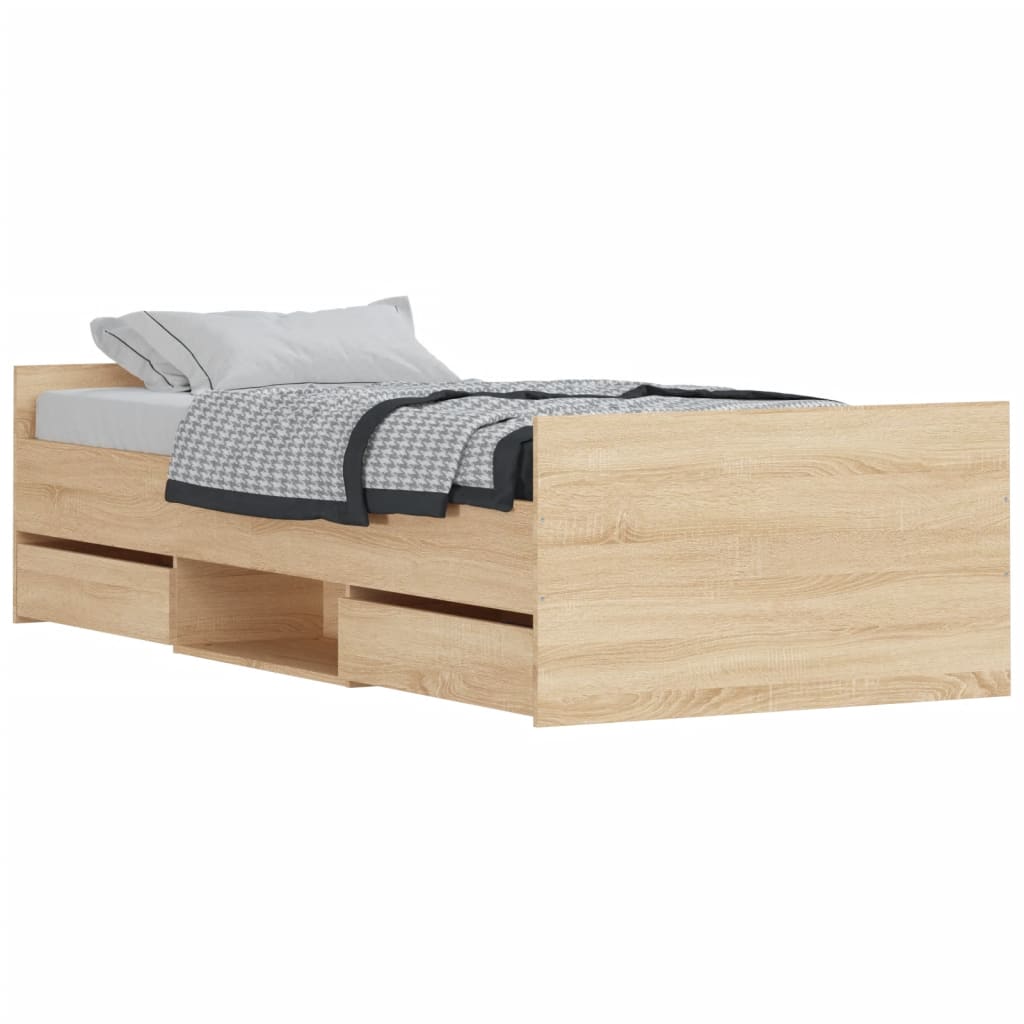 vidaXL Bed Frame without Mattress Sonoma Oak 100x200 cm