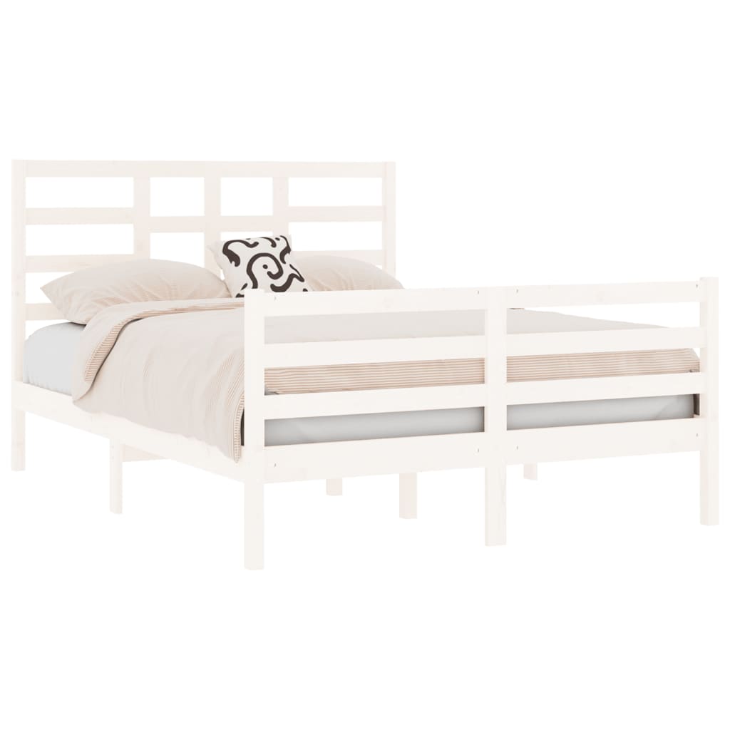 vidaXL Bed Frame without Mattress White Solid Wood 140x190 cm