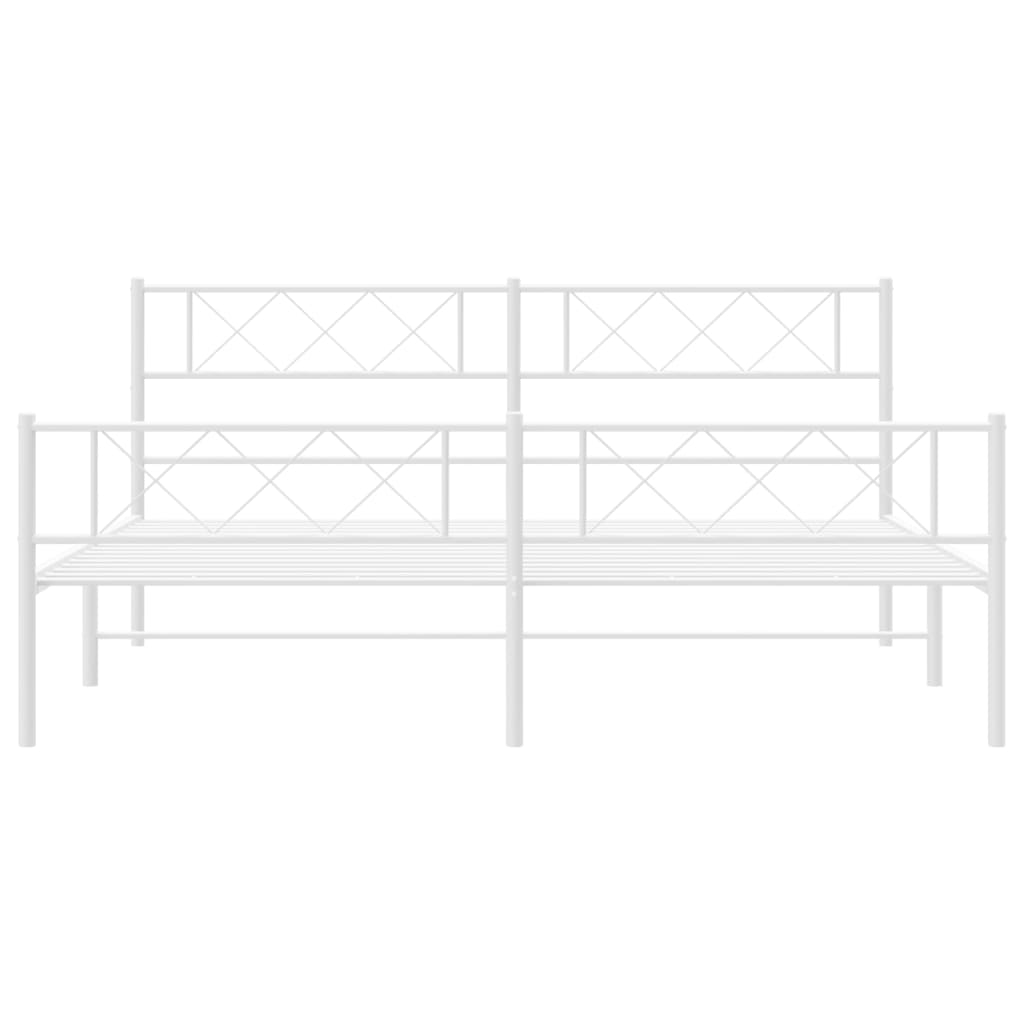 vidaXL Metal Bed Frame without Mattress with Footboard White 200x200 cm