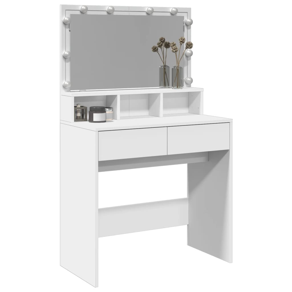 vidaXL Dressing Table with LED White 80x41x134.5 cm