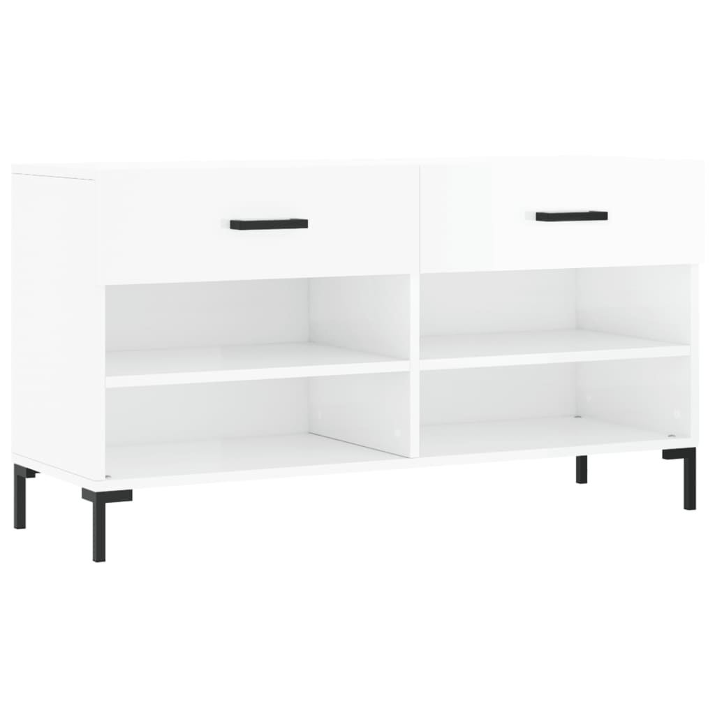 vidaXL Shoe Bench High Gloss White 102x35x55 cm Engineered Wood