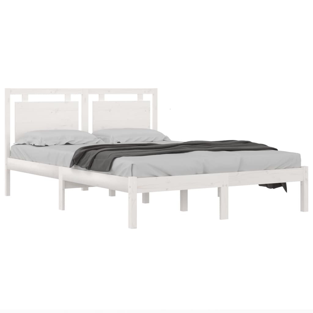 vidaXL Bed Frame without Mattress White 120x190 cm Small Double Solid Wood