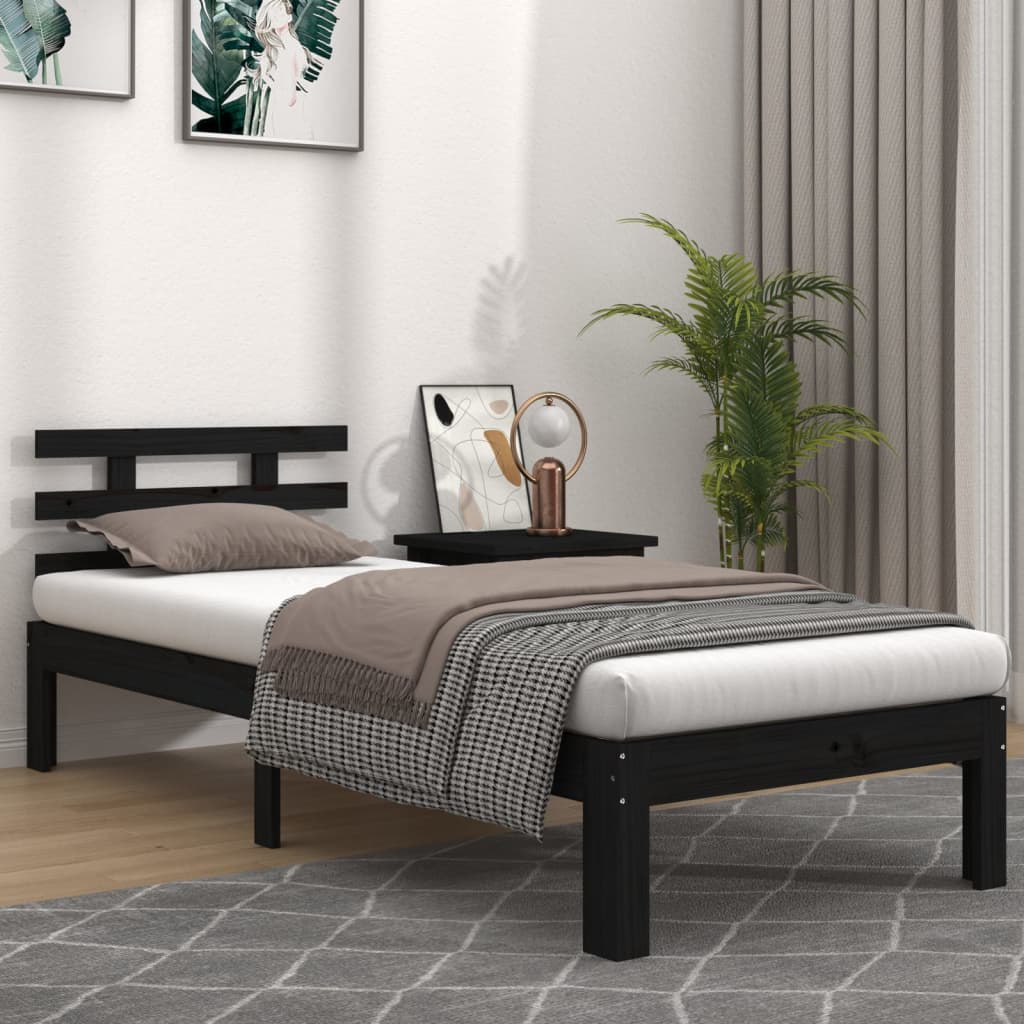 vidaXL Bed Frame without Mattress Black 90x190 cm Single