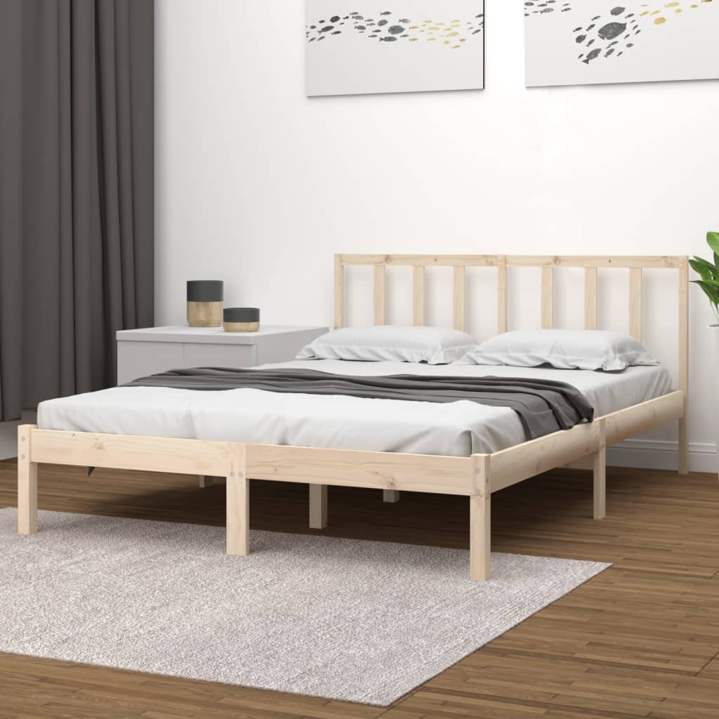 vidaXL Bed Frame without Mattress Solid Wood Pine 135x190 cm Double