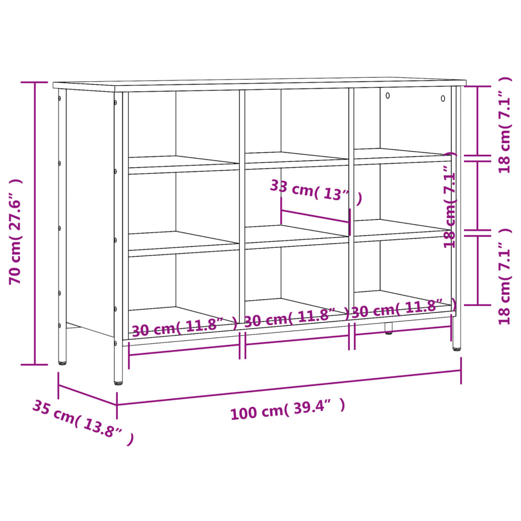 vidaXL Shoe Cabinet Black 100x35x70 cm Engineered Wood