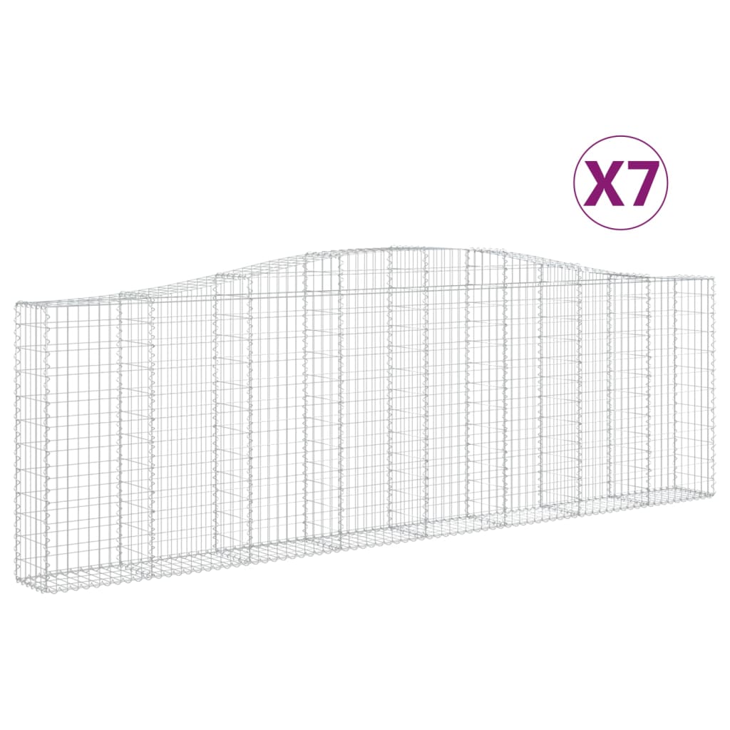 vidaXL Arched Gabion Baskets 7 pcs 400x30x120/140 cm Galvanised Iron