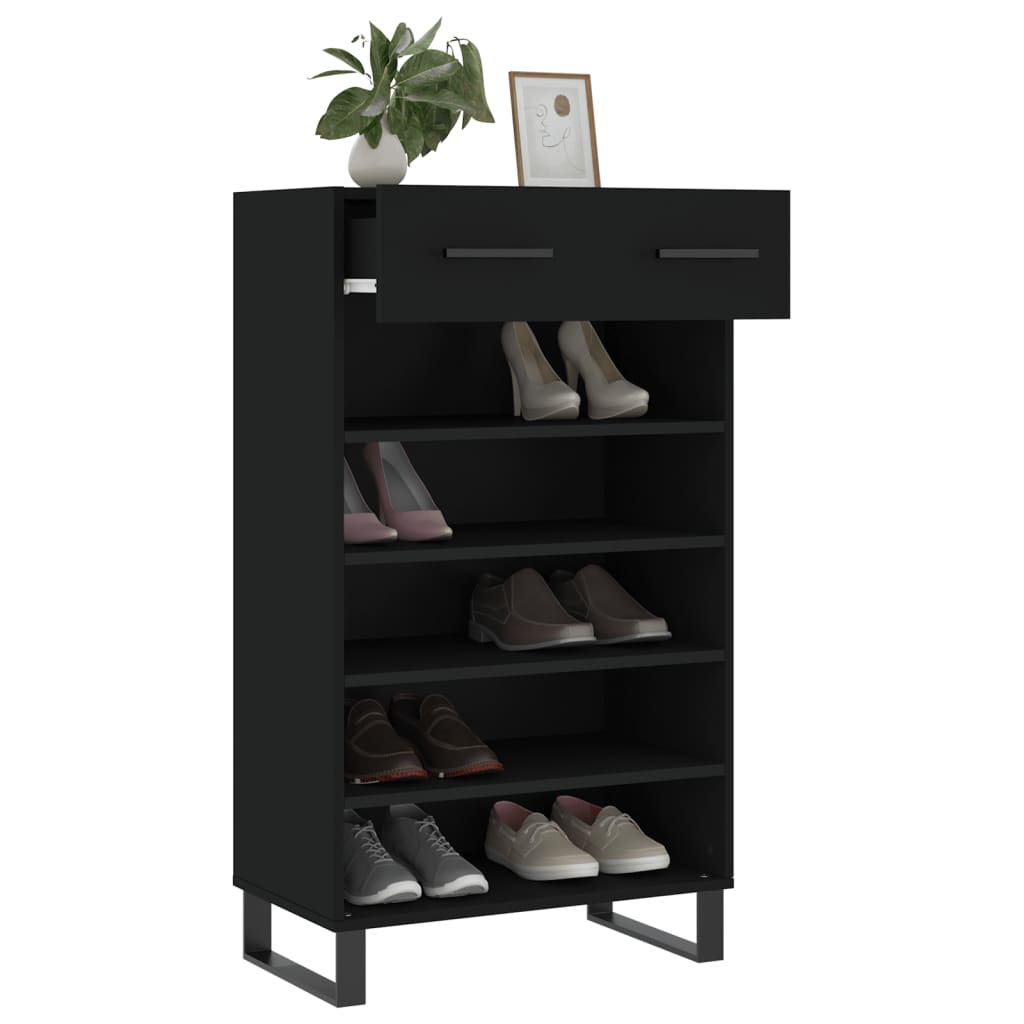 vidaXL Shoe Cabinet Black 60x35x105 cm Engineered Wood