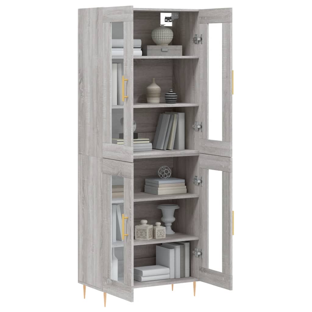 vidaXL Highboard Grey Sonoma 69.5x34x180 cm Engineered Wood