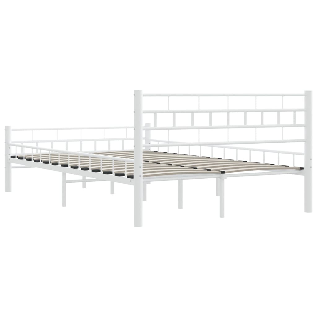 vidaXL Bed Frame White Metal 140x200 cm