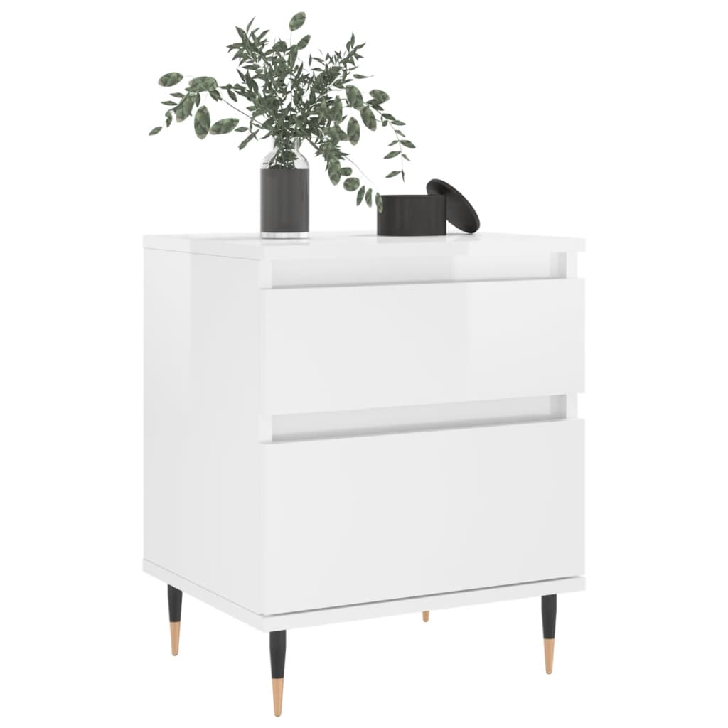 vidaXL Bedside Cabinet High Gloss White 40x35x50 cm Engineered Wood