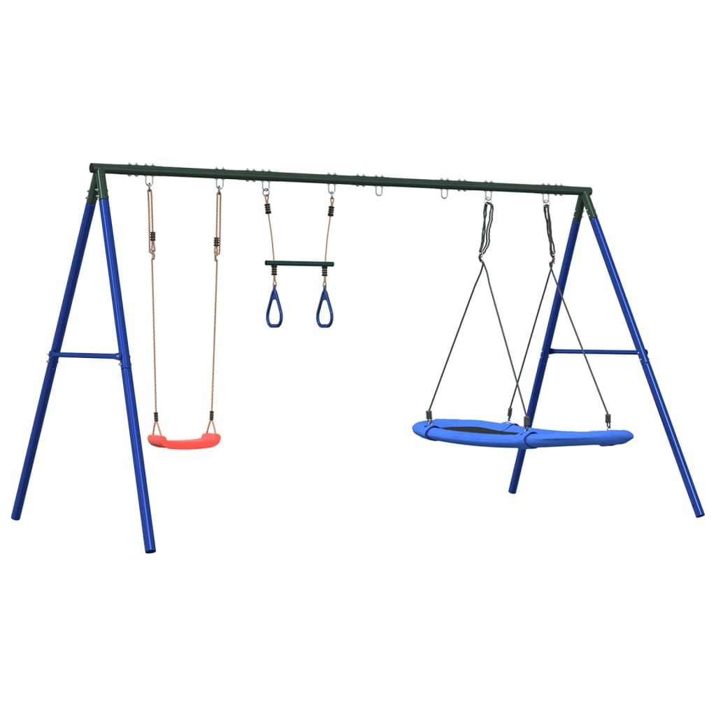 vidaXL Outdoor Swing Set with Swing, Trapeze, Nest Swing