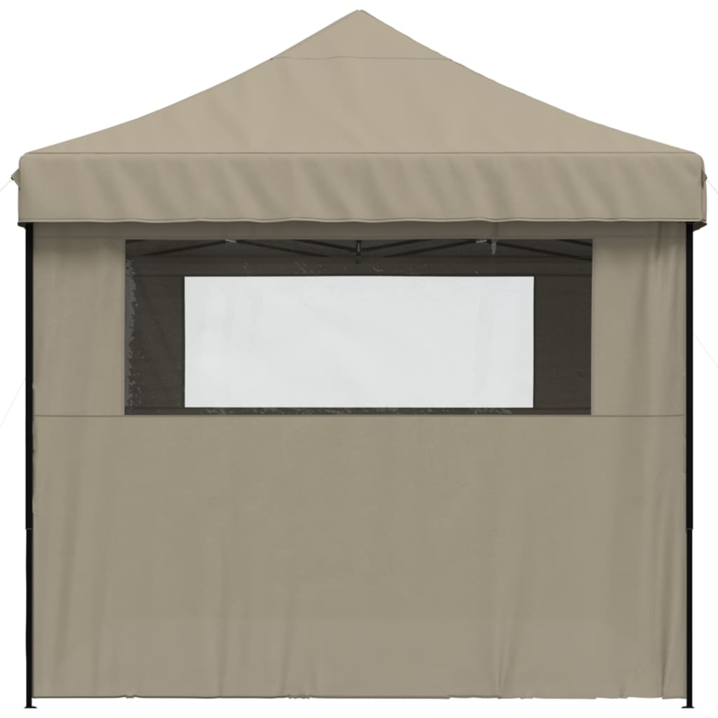 vidaXL Foldable Party Tent Pop-Up with 4 Sidewalls Taupe