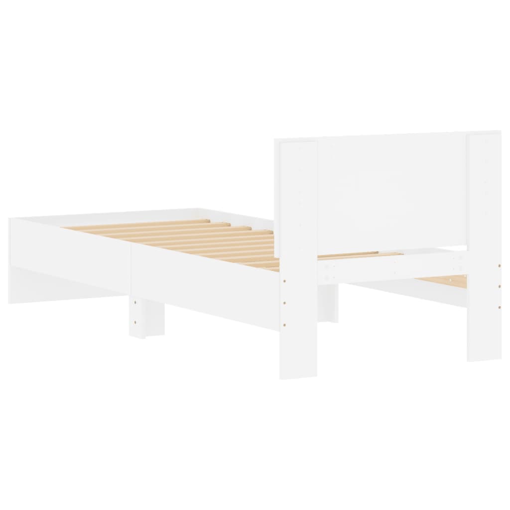 vidaXL Bed Frame without Mattress with Headboard White 90x200 cm