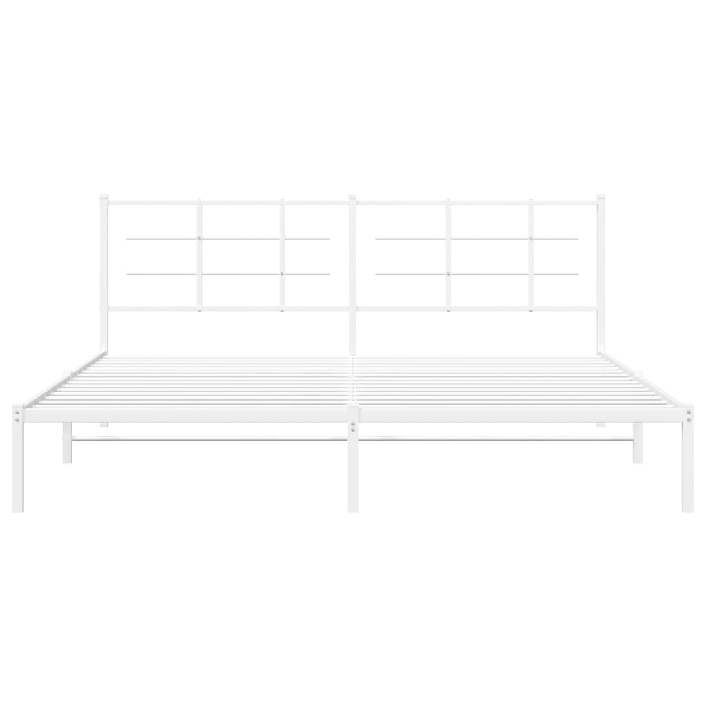 vidaXL Metal Bed Frame without Mattress with Headboard White 200x200 cm