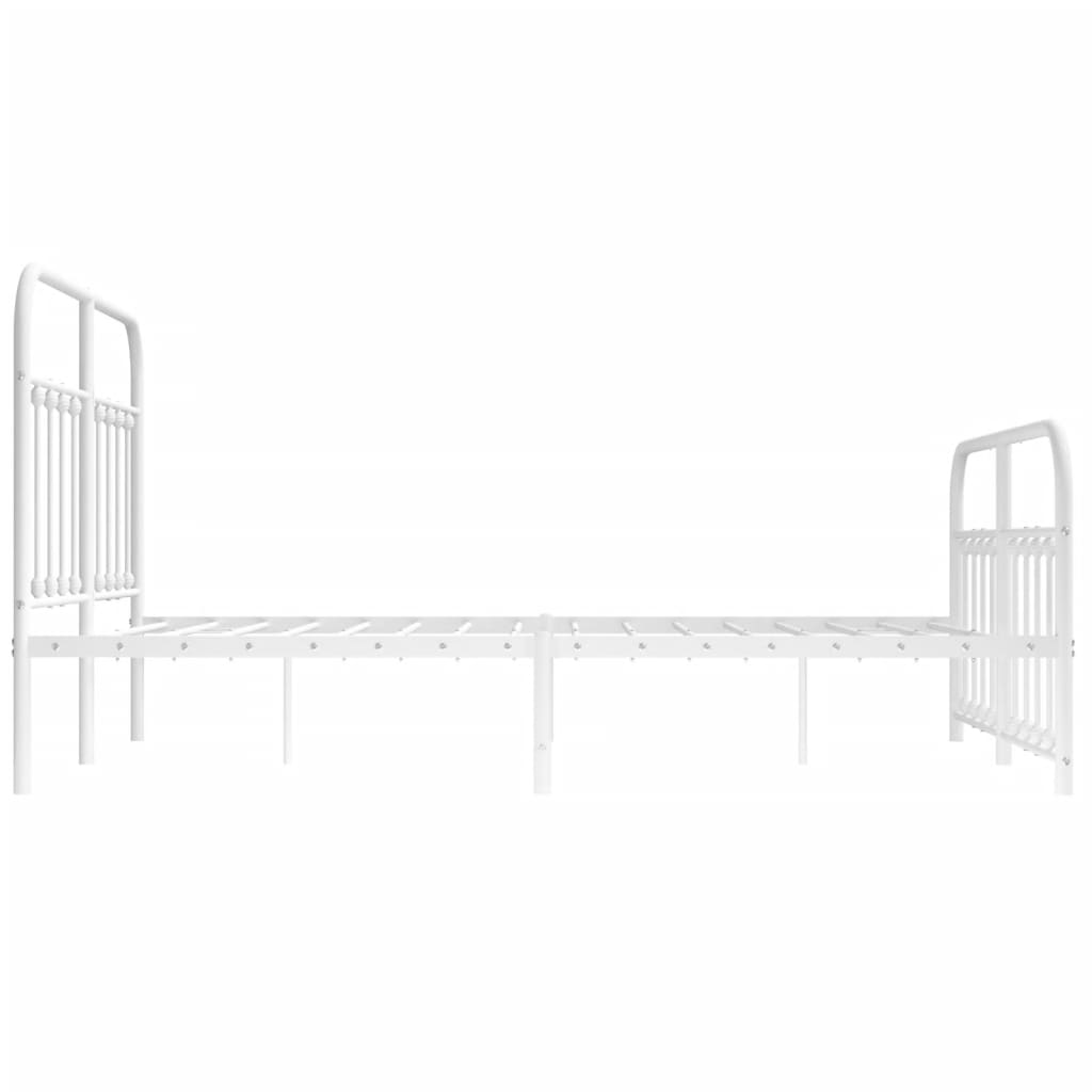 vidaXL Metal Bed Frame without Mattress with Footboard White 150x200 cm King Size