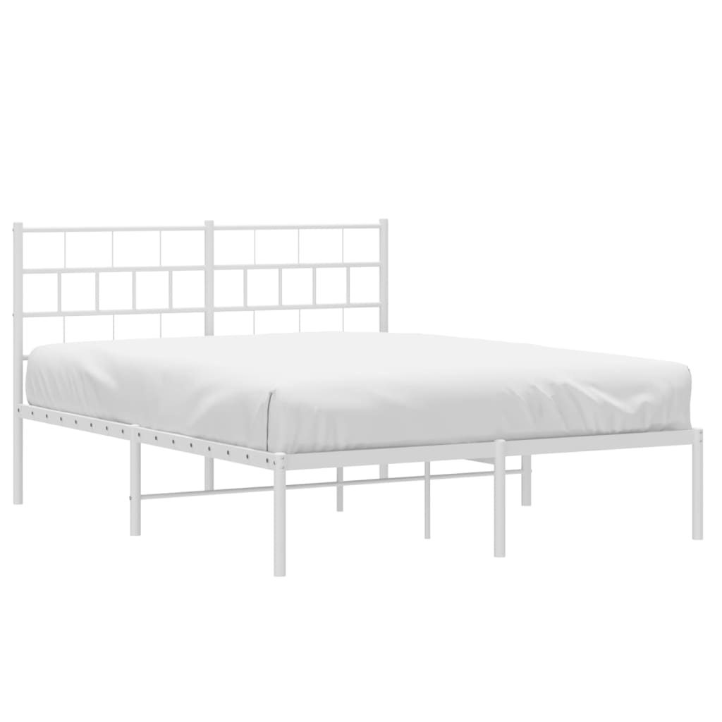 vidaXL Metal Bed Frame without Mattress with Headboard White 120x190 cm Small Double