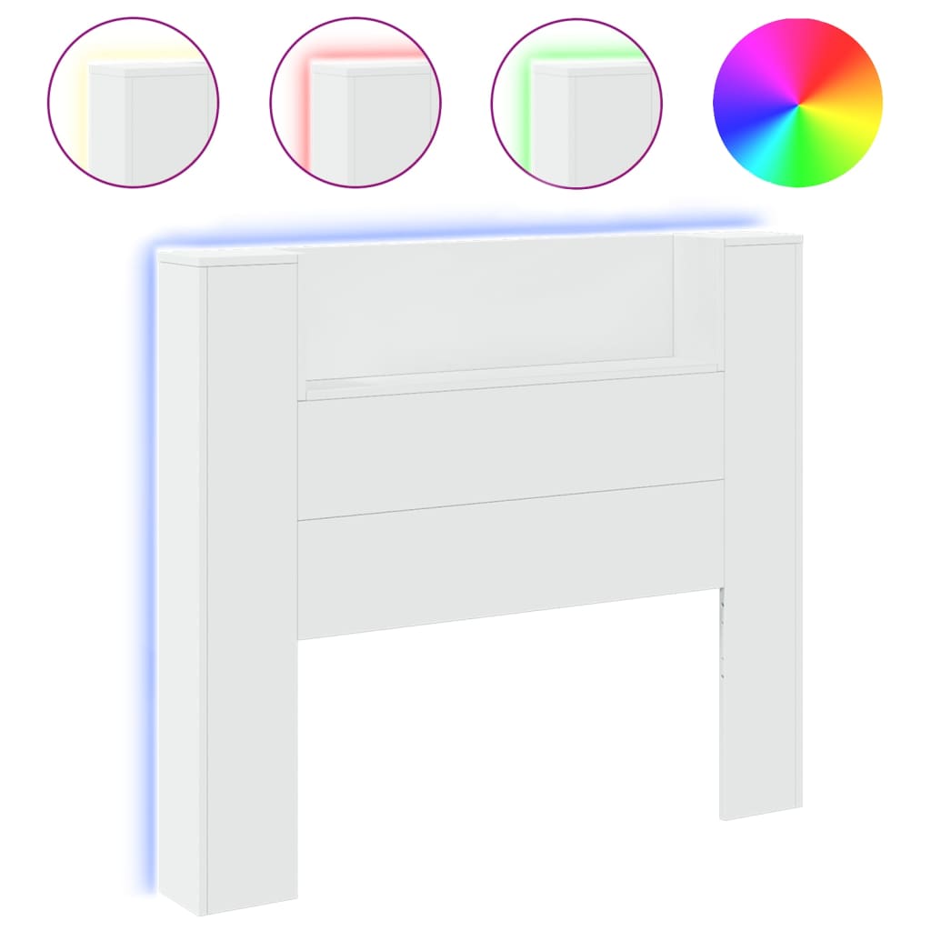 vidaXL Headboard Cabinet with LED White 120x16.5x103.5 cm