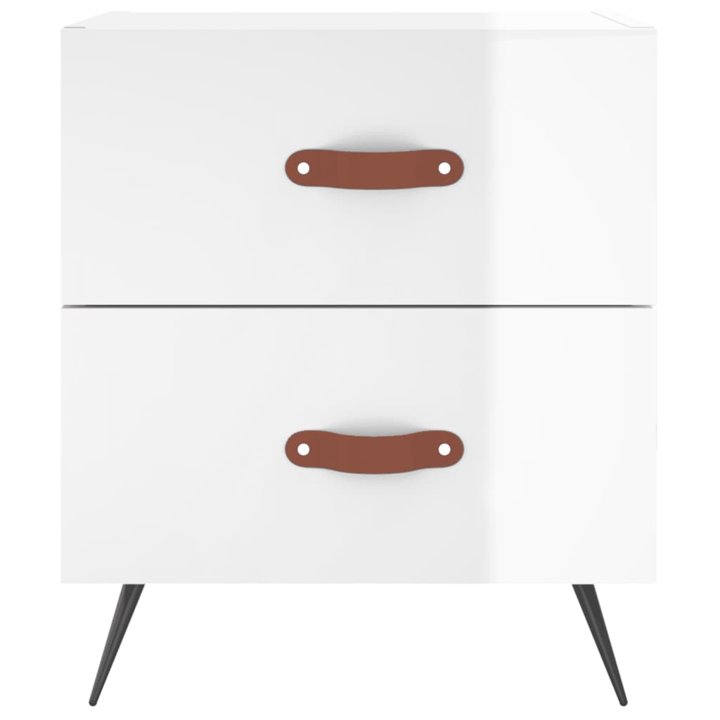 vidaXL Bedside Cabinet High Gloss White 40x35x47.5 cm Engineered Wood