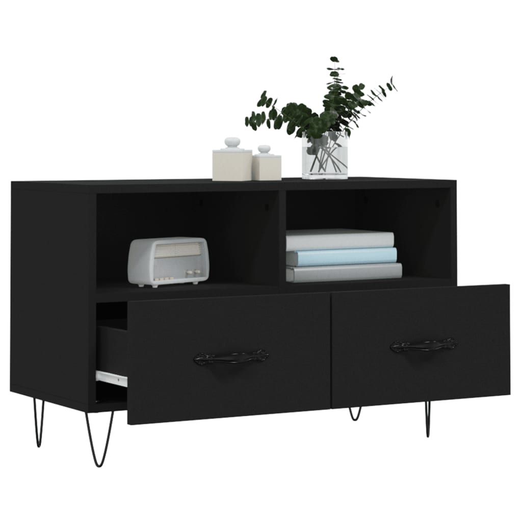 vidaXL TV Cabinet Black 80x36x50 cm Engineered Wood