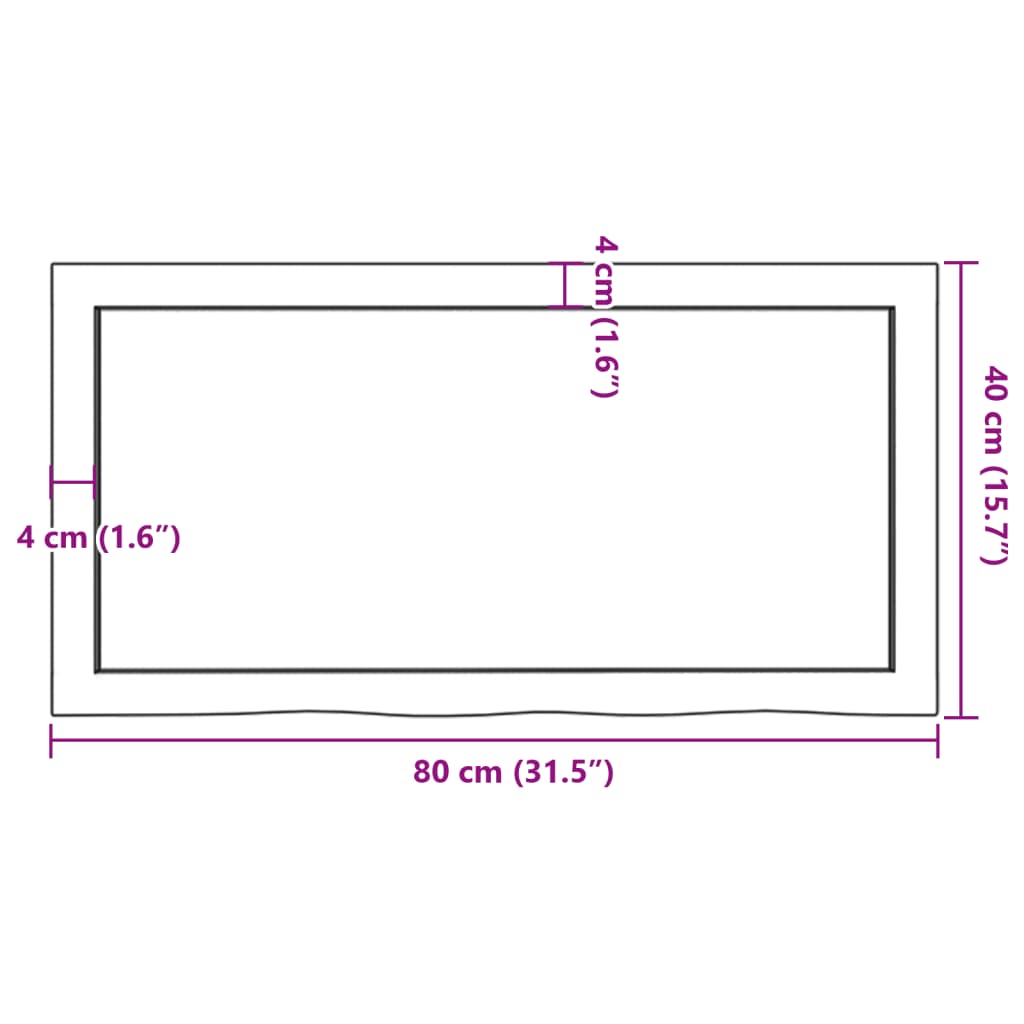 vidaXL Table Top 80x40x(2-4) cm Untreated Solid Wood Oak