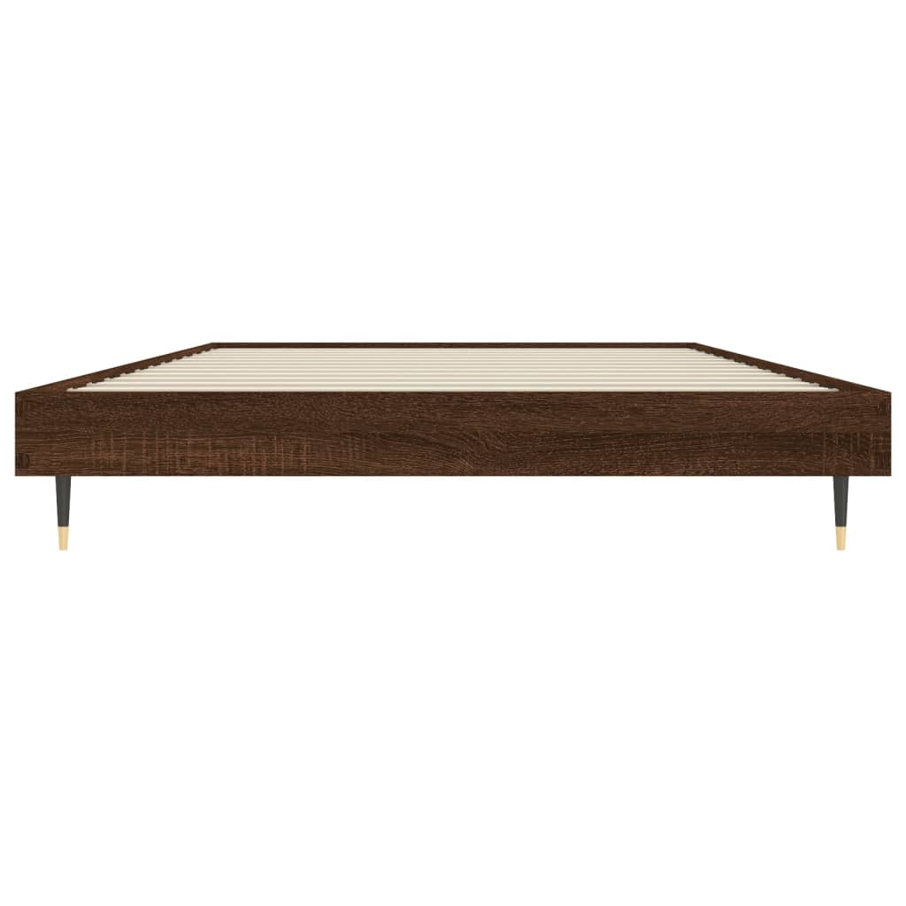 vidaXL Bed Frame without Mattress Brown Oak 90x190 cm Single Engineered Wood