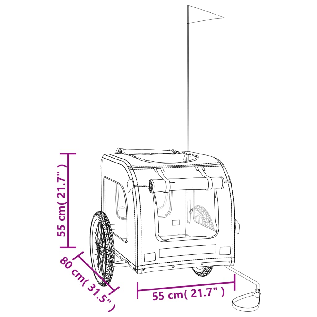 vidaXL Pet Bike Trailer Green and Grey Oxford Fabric&Iron