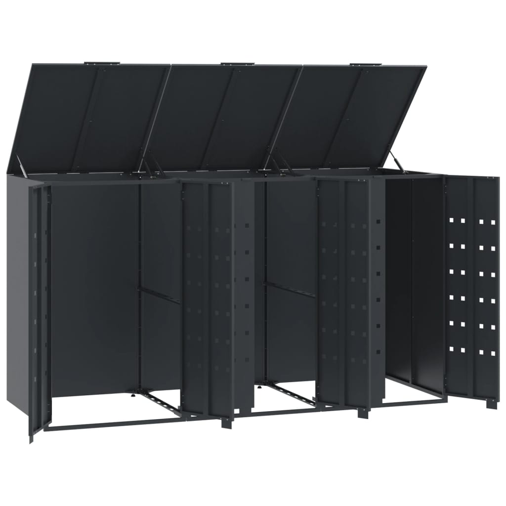 vidaXL Wheelie Bin Storage for 3 Bins Anthracite 207x79x117 cm Steel