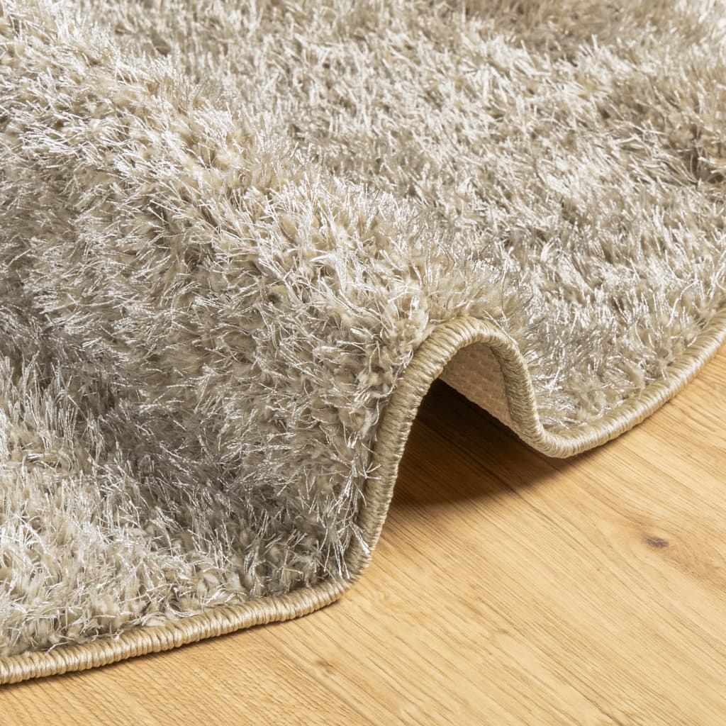 vidaXL Rug ISTAN High Pile Shiny Look Beige Ø 120 cm