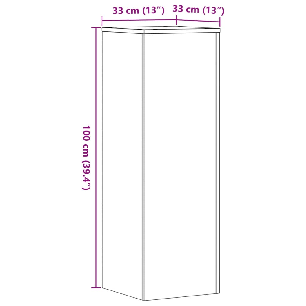 vidaXL Plant Stand Concrete Grey 33x33x100 cm Engineered Wood