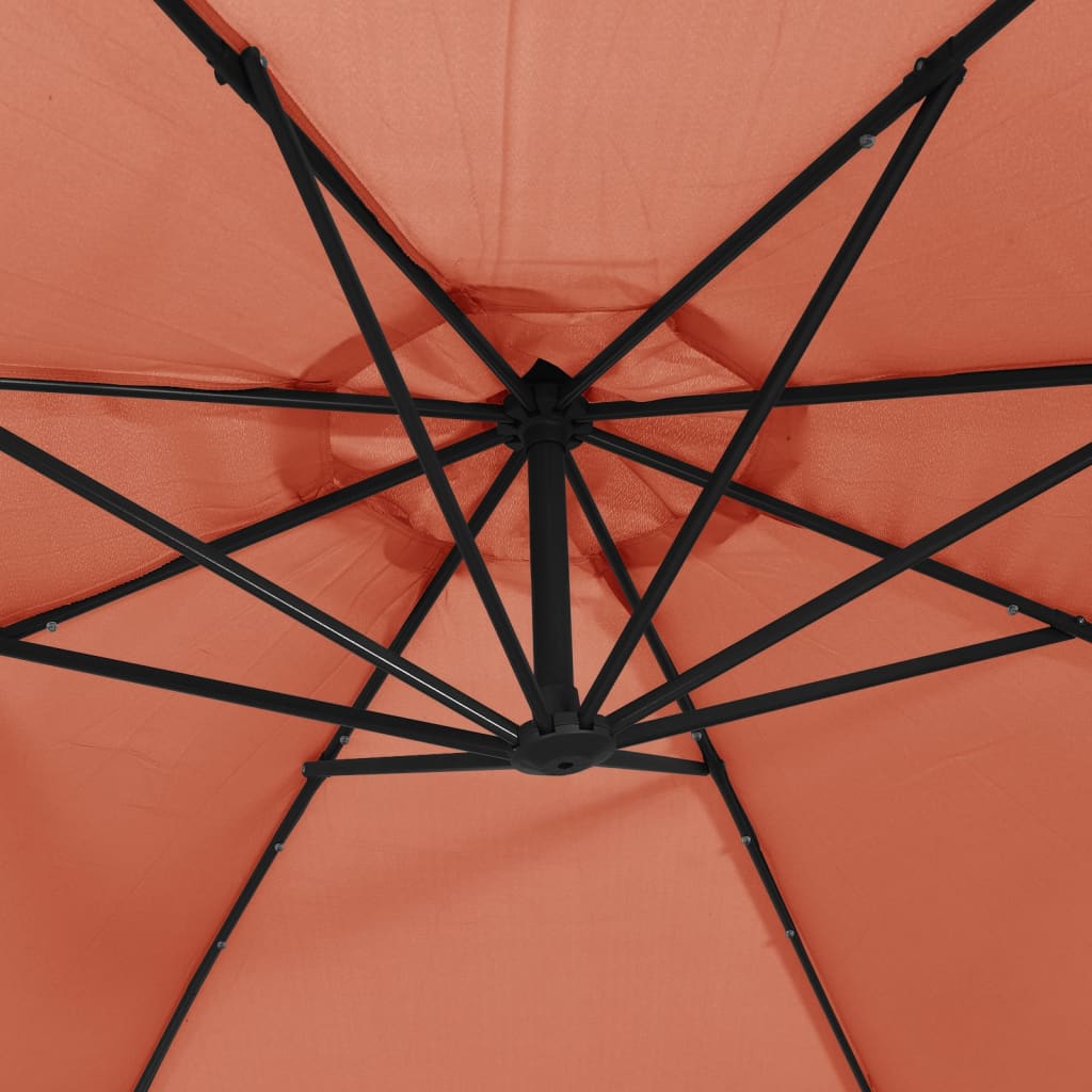 vidaXL Cantilever Garden Parasol with LED Lights Terracotta 350 cm