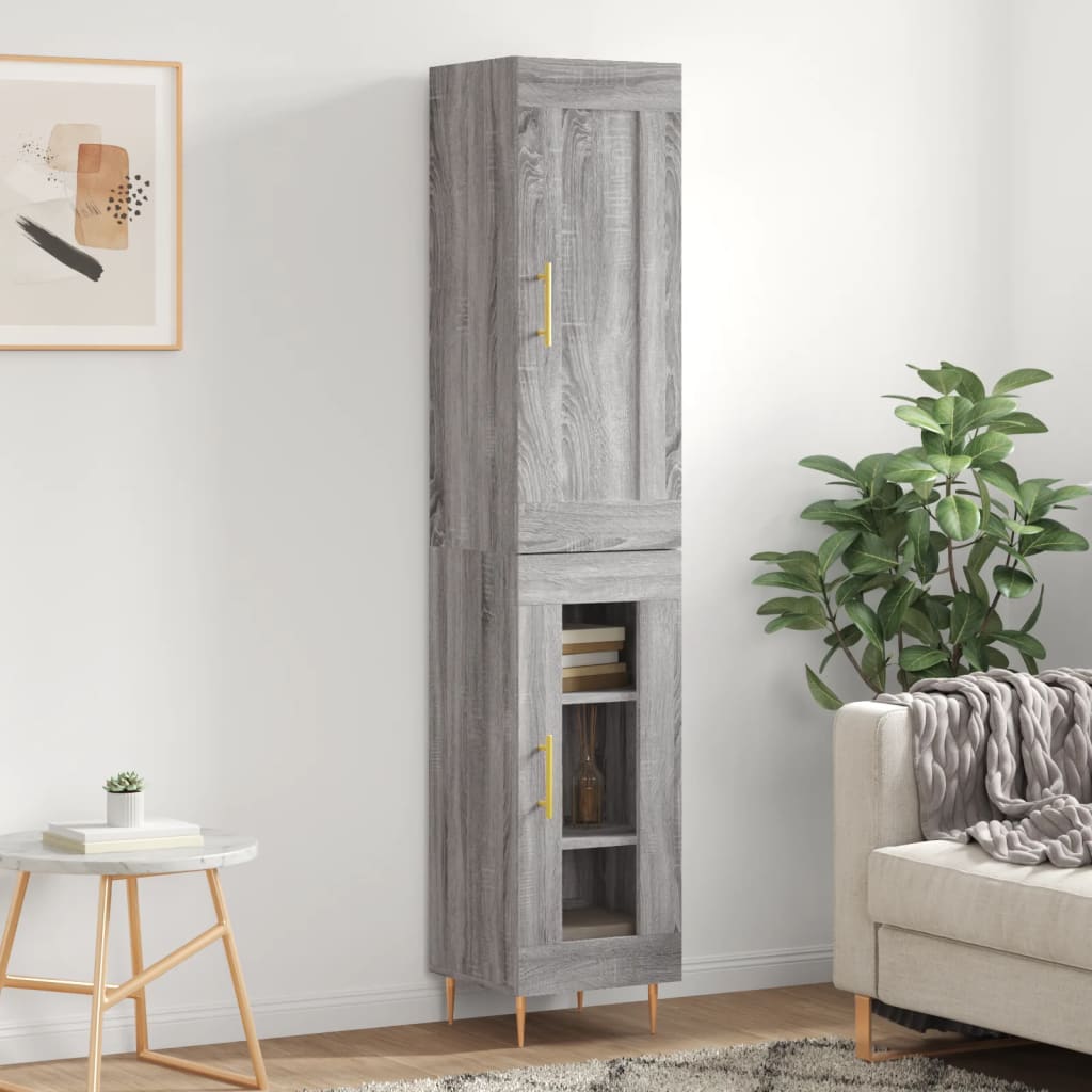 vidaXL Highboard Grey Sonoma 34.5x34x180 cm Engineered Wood