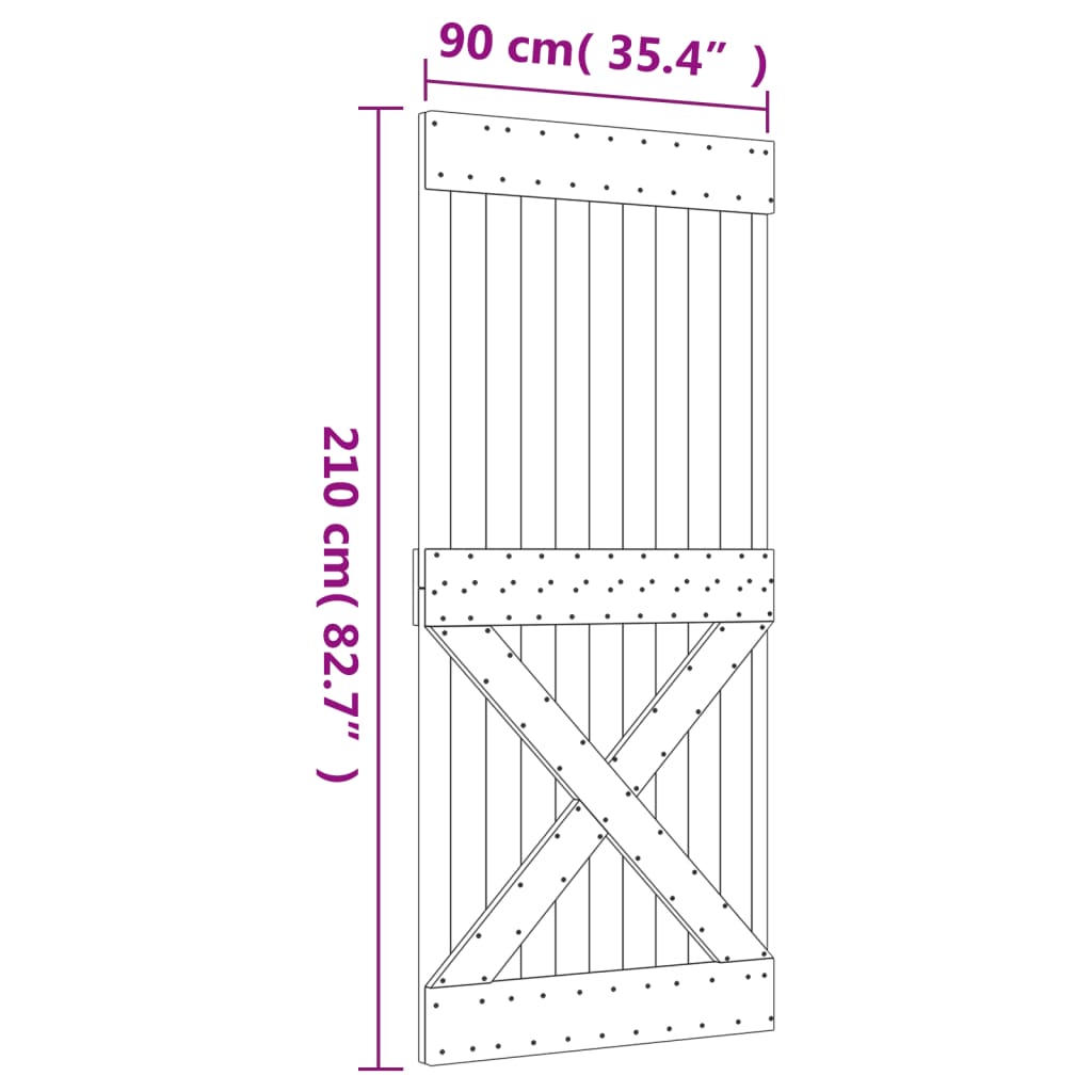 vidaXL Sliding Door with Hardware Set 90x210 cm Solid Wood Pine