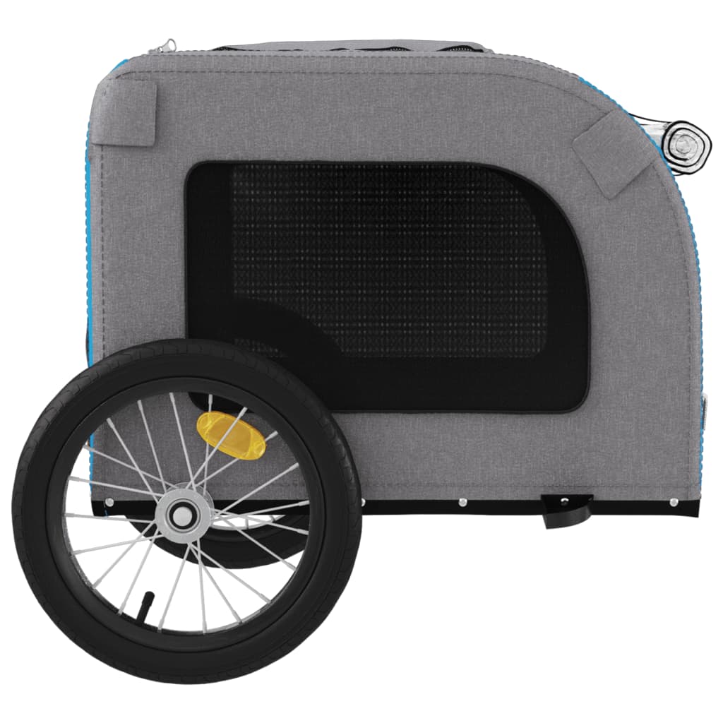 vidaXL Pet Bike Trailer Blue and Grey Oxford Fabric and Iron