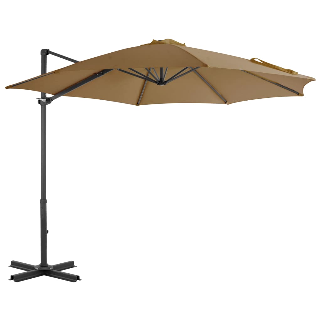 vidaXL Cantilever Garden Parasol with Aluminium Pole Taupe 300 cm