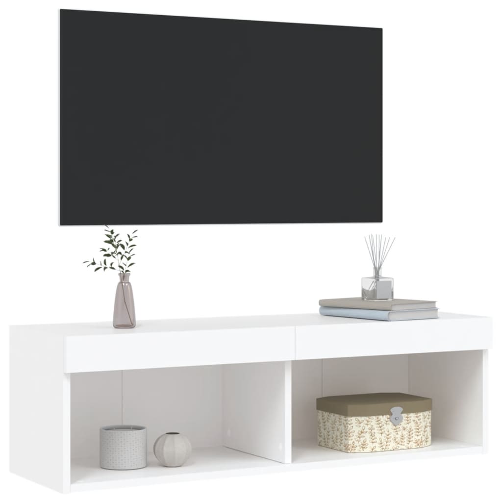 vidaXL TV Cabinet with LED Lights White 100x30x30 cm