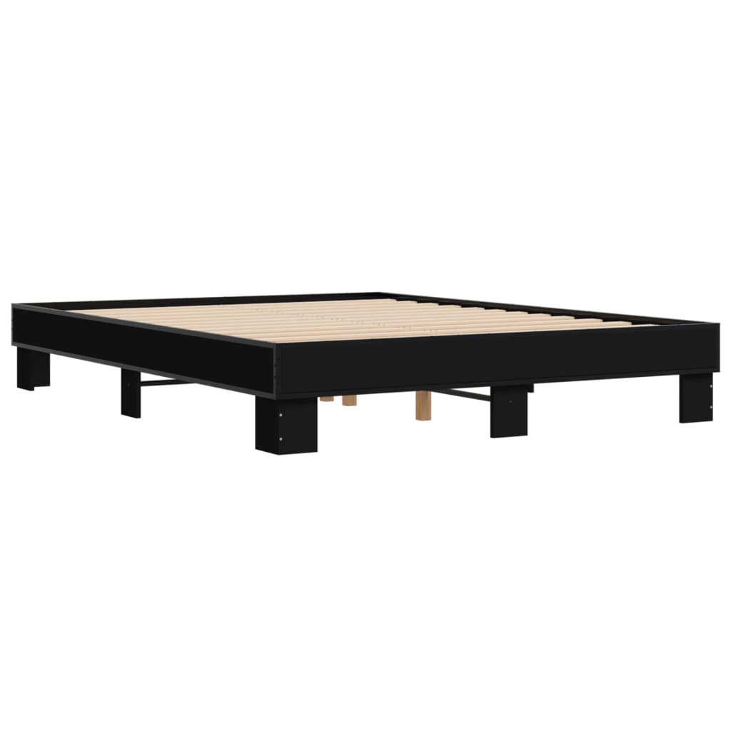 vidaXL Bed Frame without Mattress Black 150x200 cm King Size