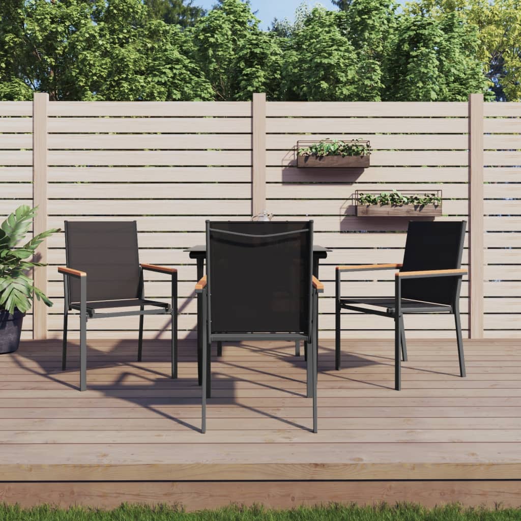 vidaXL 5 Piece Garden Dining Set Black Textilene and Steel