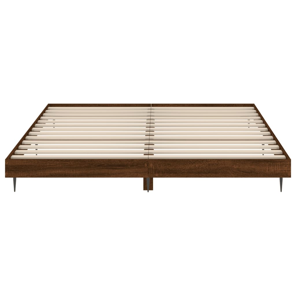 vidaXL Bed Frame without Mattress Brown Oak 150x200 cm King Size Engineered Wood