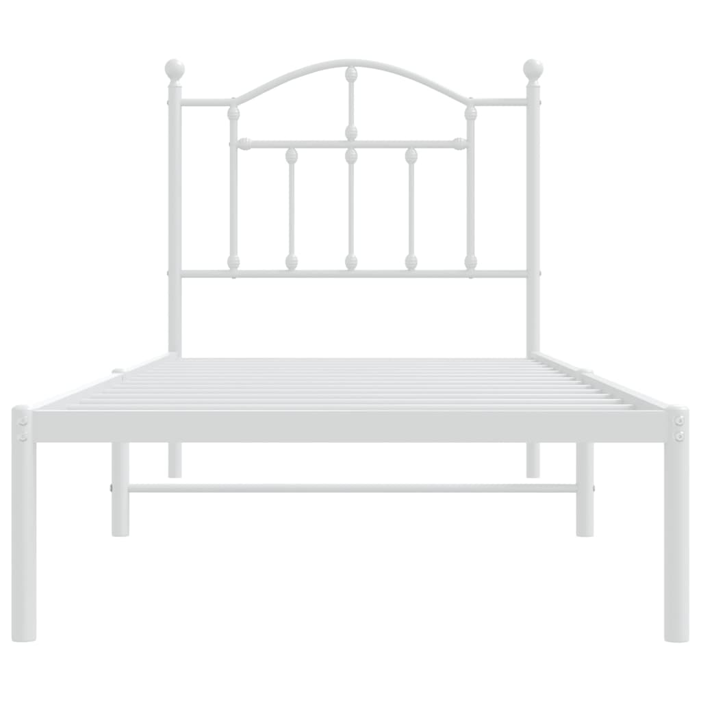 vidaXL Metal Bed Frame without Mattress with Headboard White 90x200 cm