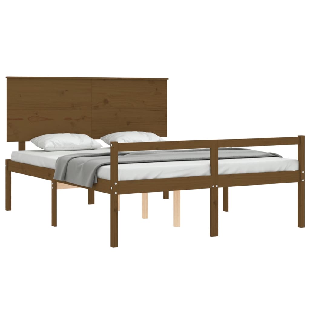 vidaXL Senior Bed without Mattress Honey Brown King Size Solid Wood