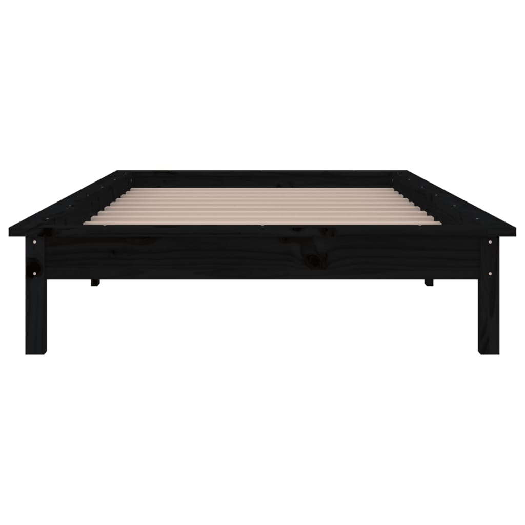 vidaXL LED Bed Frame without Mattress Black 90x190 cm Single Solid Wood