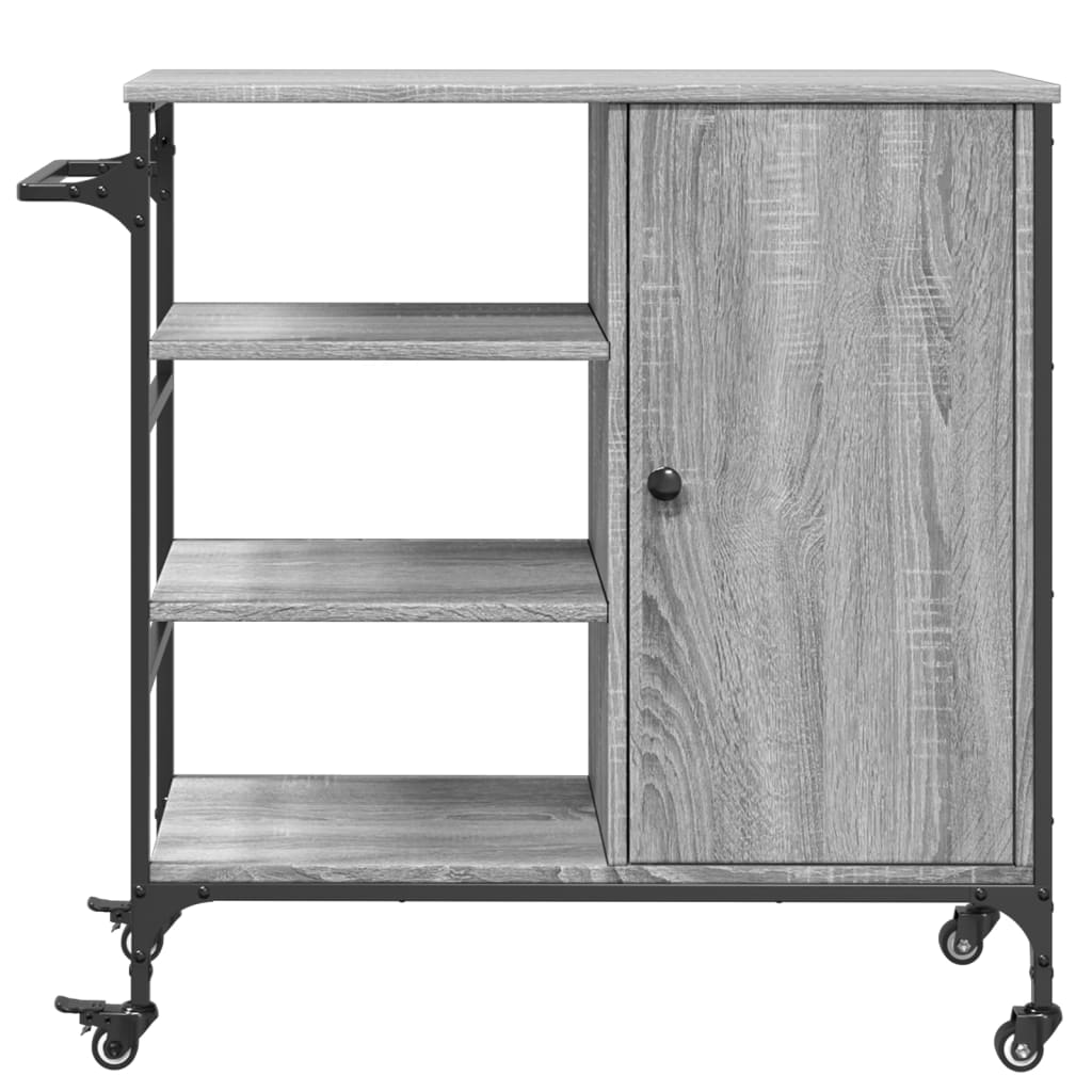 vidaXL Kitchen Trolley Grey Sonoma 87.5x38.5x84.5 cm Engineered Wood