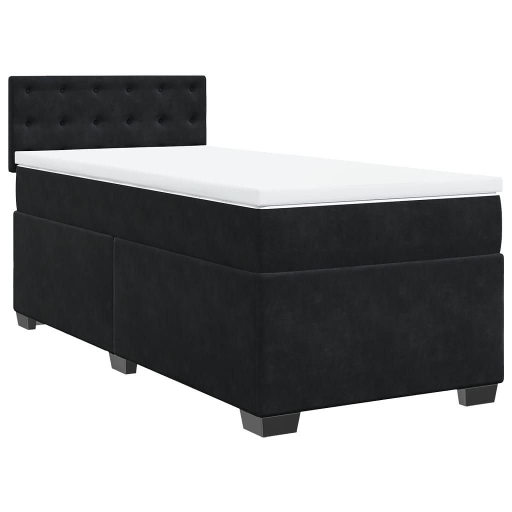 vidaXL Box Spring Bed with Mattress Black 100x200 cm Velvet