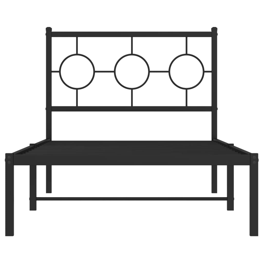 vidaXL Metal Bed Frame without Mattress with Headboard Black 90x200 cm