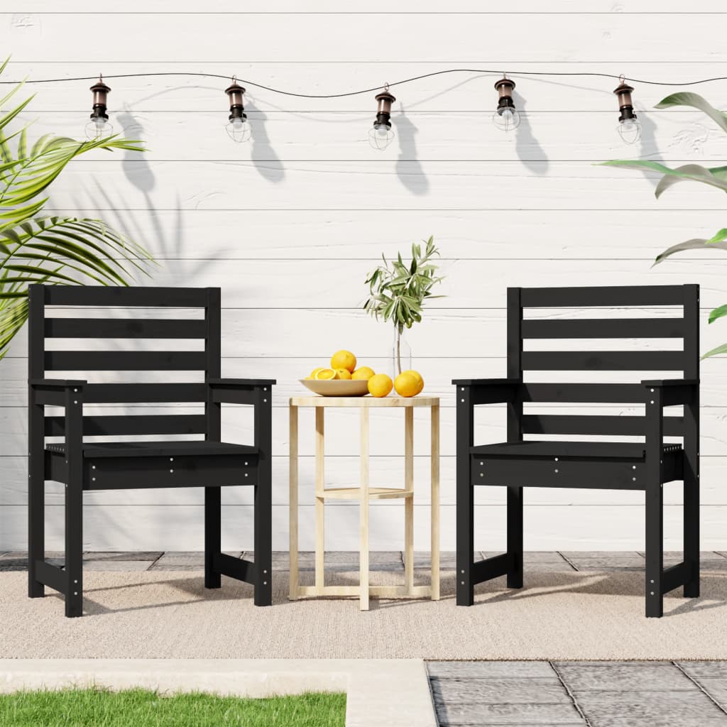 vidaXL Garden Chairs 2 pcs Black 60x48x91 cm Solid Wood Pine