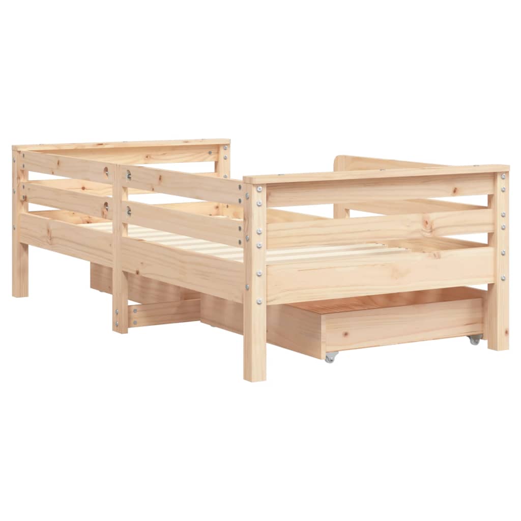 vidaXL Kids Bed Frame with Drawers 70x140 cm Solid Wood Pine